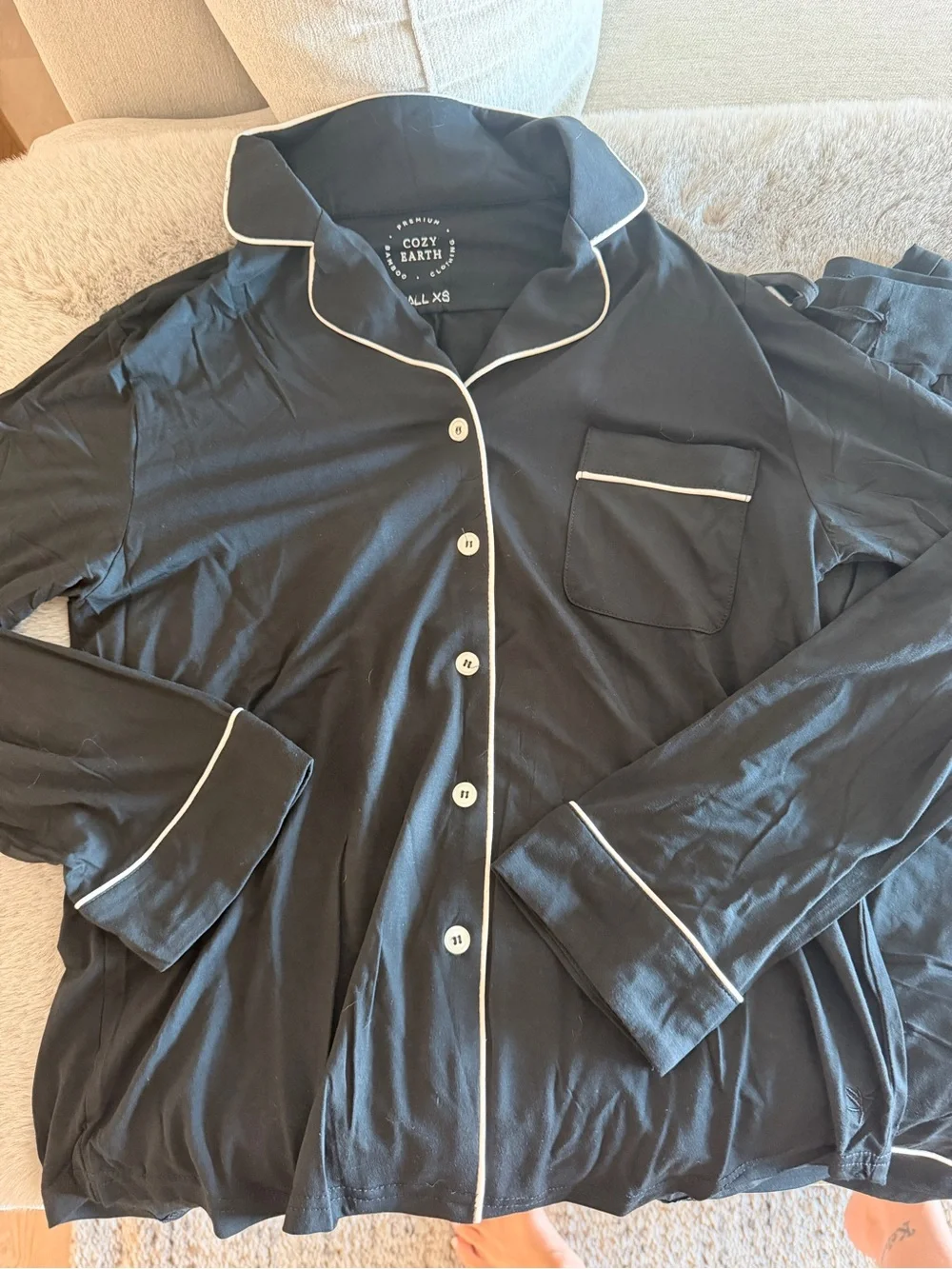 NWOT Cozy Earth Black long sleeve Pajama Set - Women's Sleepwear TALL XS